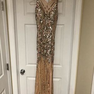 Champagne Glitter Prom Dress
